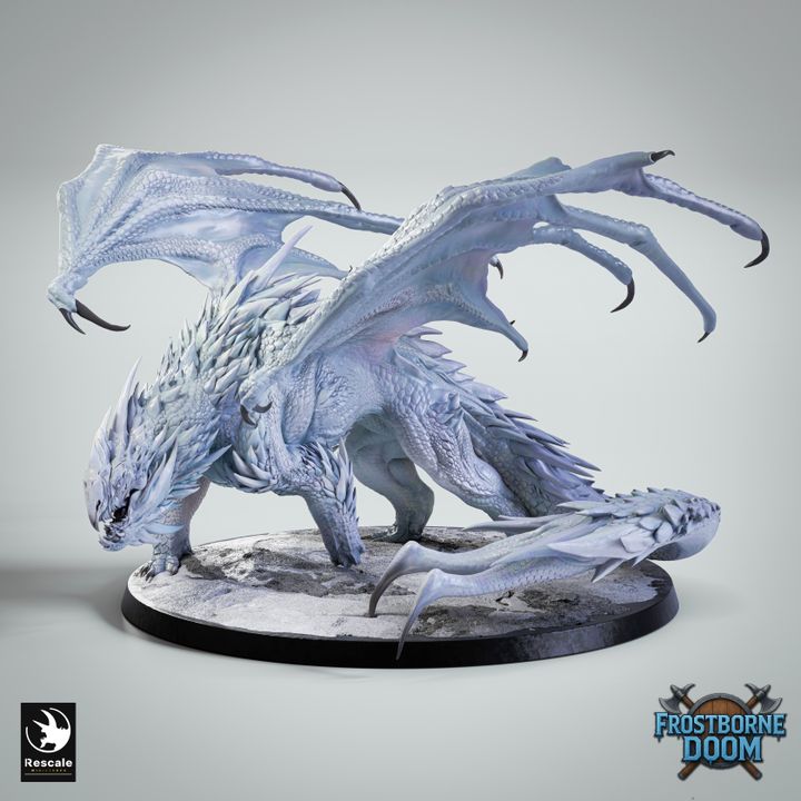 Chromatic White Dragon – Frostborne Doom Miniature