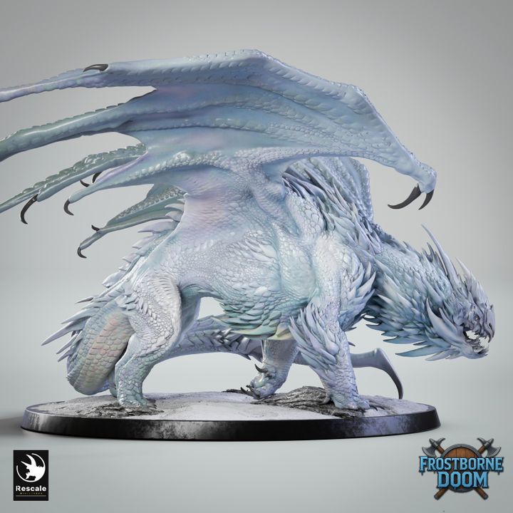 Chromatic White Dragon – Frostborne Doom Miniature